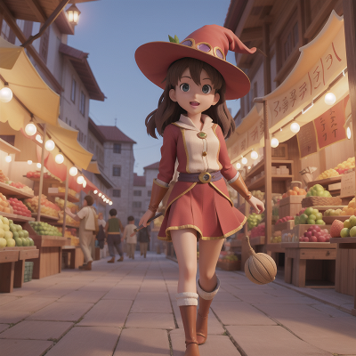 Image For Post Anime, hero, scientist, witch, flying carpet, fruit market, HD, 4K, AI Generated Art