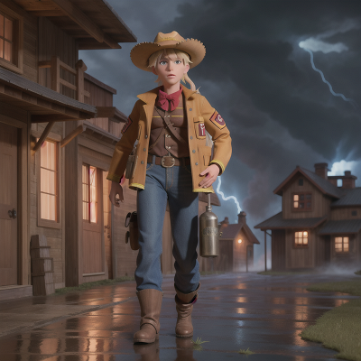 Image For Post Anime, wild west town, firefighter, storm, alligator, romance, HD, 4K, AI Generated Art