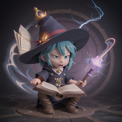 Image For Post Anime, spell book, wizard's hat, storm, electric guitar, king, HD, 4K, AI Generated Art