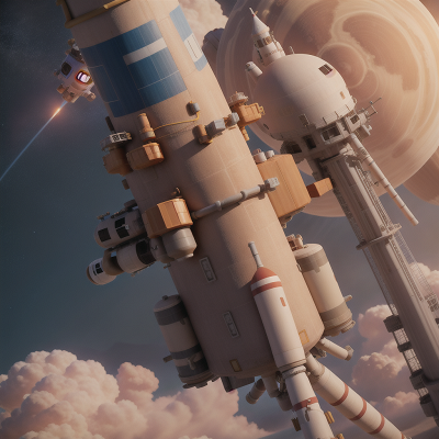 Image For Post Anime, space station, sandstorm, rocket, drought, tower, HD, 4K, AI Generated Art