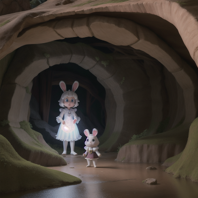 Image For Post Anime, ghostly apparition, cave, princess, rabbit, mechanic, HD, 4K, AI Generated Art