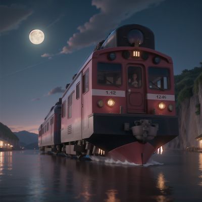 Image For Post Anime, moonlight, train, boat, villain, crystal, HD, 4K, AI Generated Art