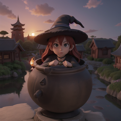 Image For Post Anime, witch's cauldron, space, sunrise, temple, superhero, HD, 4K, AI Generated Art