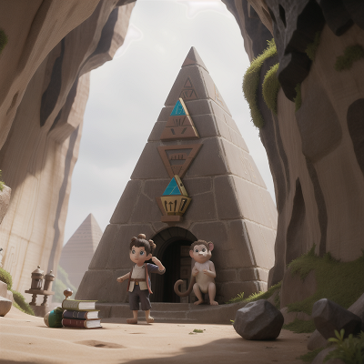 Image For Post Anime, pyramid, monkey, book, cave, city, HD, 4K, AI Generated Art