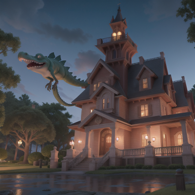 Image For Post Anime, haunted mansion, alligator, skyscraper, queen, werewolf, HD, 4K, AI Generated Art