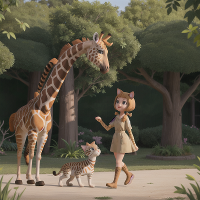 Image For Post Anime, kangaroo, zookeeper, cat, giraffe, princess, HD, 4K, AI Generated Art