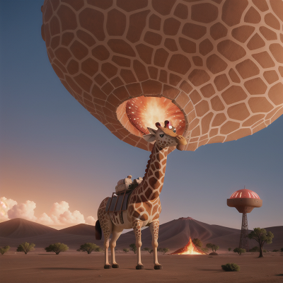 Image For Post Anime, desert, boat, giraffe, energy shield, volcano, HD, 4K, AI Generated Art