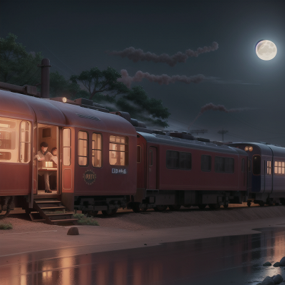 Image For Post Anime, detective, train, moonlight, coffee shop, fog, HD, 4K, AI Generated Art