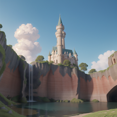 Image For Post Anime, waterfall, map, castle, rocket, whale, HD, 4K, AI Generated Art