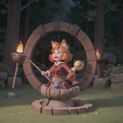 Image For Post Anime, fox, queen, bagpipes, magic portal, witch's cauldron, HD, 4K, AI Generated Art