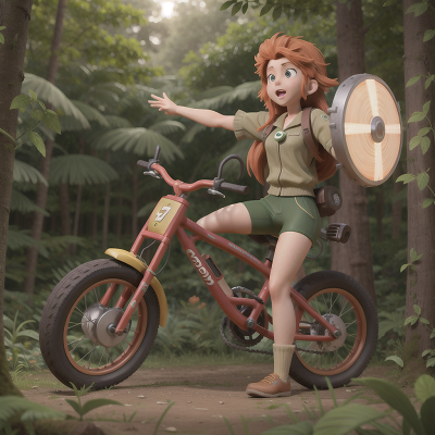 Image For Post Anime, forest, energy shield, bigfoot, jungle, bicycle, HD, 4K, AI Generated Art