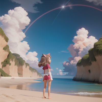 Image For Post Anime, thunder, beach, rabbit, space, cat, HD, 4K, AI Generated Art