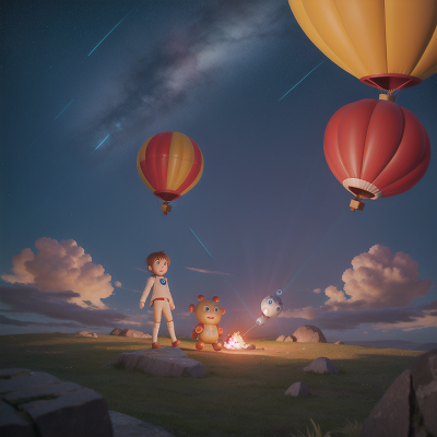 Image For Post Anime, meteor shower, balloon, key, robot, hail, HD, 4K, AI Generated Art
