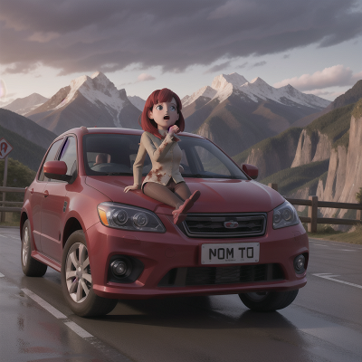 Image For Post Anime, joy, mountains, hail, zombie, car, HD, 4K, AI Generated Art