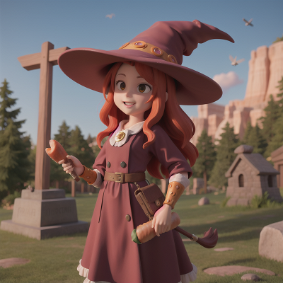 Image For Post Anime, witch, hot dog stand, hail, ancient scroll, bird, HD, 4K, AI Generated Art