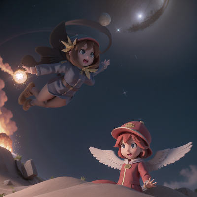 Image For Post Anime, hat, earthquake, meteor shower, angel, ghost, HD, 4K, AI Generated Art