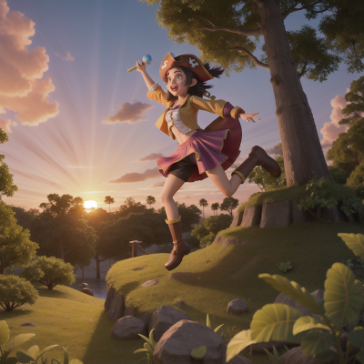 Image For Post Anime, bubble tea, sunset, pirate, forest, jumping, HD, 4K, AI Generated Art