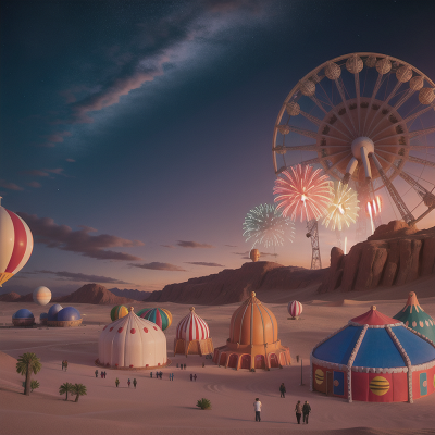 Image For Post Anime, desert, circus, space shuttle, carnival, fireworks, HD, 4K, AI Generated Art