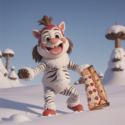 Image For Post Anime, zebra, sasquatch, laughter, pizza, snow, HD, 4K, AI Generated Art