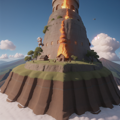Image For Post Anime, volcano, tower, dwarf, archaeologist, bird, HD, 4K, AI Generated Art