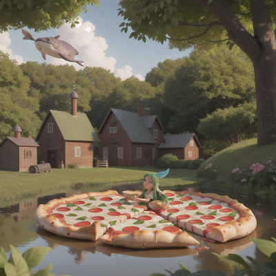 Image For Post Anime, swamp, fairy dust, farm, whale, pizza, HD, 4K, AI Generated Art