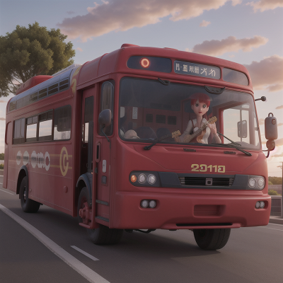 Image For Post Anime, cyborg, bus, electric guitar, hovercraft, romance, HD, 4K, AI Generated Art