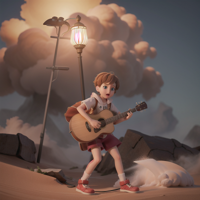 Image For Post Anime, avalanche, sandstorm, lamp, wind, musician, HD, 4K, AI Generated Art