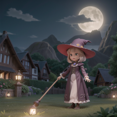 Image For Post Anime, witch, moonlight, garden, detective, mountains, HD, 4K, AI Generated Art