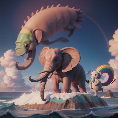 Image For Post Anime, alien, rainbow, ocean, dog, elephant, HD, 4K, AI Generated Art