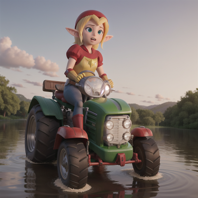 Image For Post Anime, tractor, superhero, fairy dust, flood, elf, HD, 4K, AI Generated Art