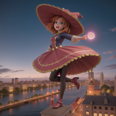Image For Post Anime, witch, river, skyscraper, circus, energy shield, HD, 4K, AI Generated Art