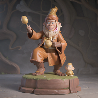 Image For Post Anime, wizard, sasquatch, golden egg, statue, monkey, HD, 4K, AI Generated Art