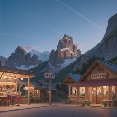 Image For Post Anime, mountains, train, ice cream parlor, fairy, market, HD, 4K, AI Generated Art