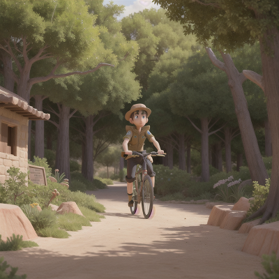 Image For Post Anime, bicycle, desert oasis, police officer, forest, cursed amulet, HD, 4K, AI Generated Art