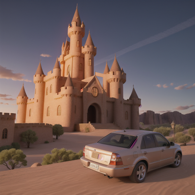 Image For Post Anime, wormhole, desert, car, castle, haunted mansion, HD, 4K, AI Generated Art