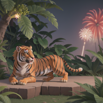 Image For Post Anime, fruit market, sphinx, tiger, fireworks, jungle, HD, 4K, AI Generated Art