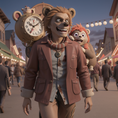 Image For Post Anime, carnival, zombie, clock, bear, map, HD, 4K, AI Generated Art