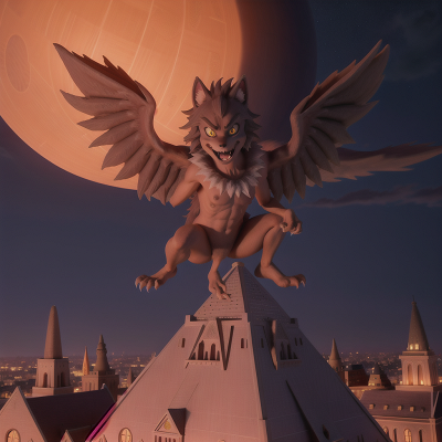 Image For Post Anime, werewolf, pyramid, cathedral, city, phoenix, HD, 4K, AI Generated Art