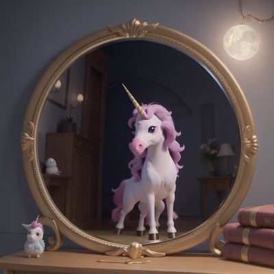 Image For Post Anime, moonlight, enchanted mirror, unicorn, bird, fairy, HD, 4K, AI Generated Art