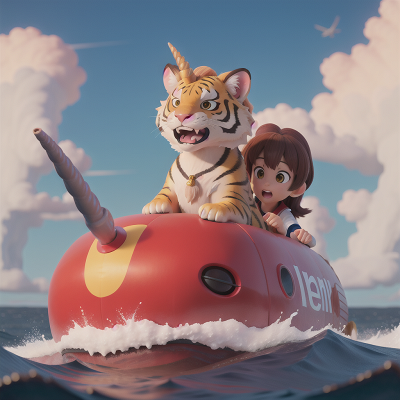 Image For Post Anime, confusion, submarine, wind, sabertooth tiger, unicorn, HD, 4K, AI Generated Art