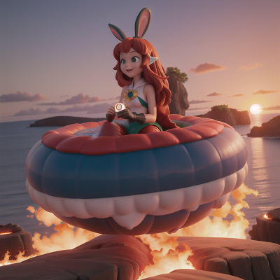 Image For Post Anime, hovercraft, lava, rabbit, mermaid, sunset, HD, 4K, AI Generated Art