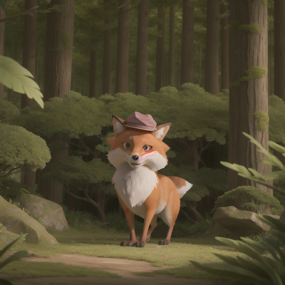 Image For Post Anime, crystal, bird, hat, forest, fox, HD, 4K, AI Generated Art