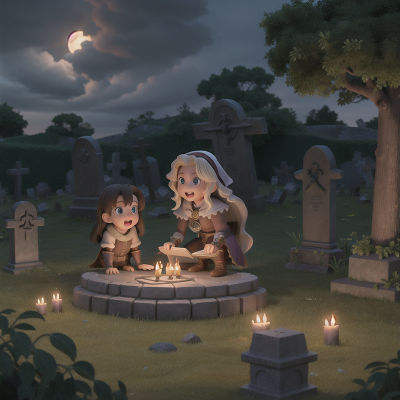 Image For Post Anime, haunted graveyard, sled, spell book, gladiator, knights, HD, 4K, AI Generated Art