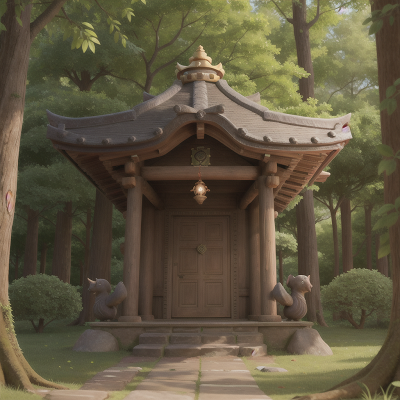 Image For Post Anime, temple, shield, troll, forest, crystal, HD, 4K, AI Generated Art