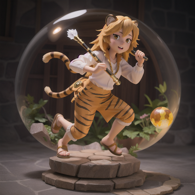 Image For Post Anime, flute, success, zookeeper, sabertooth tiger, crystal ball, HD, 4K, AI Generated Art