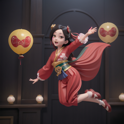 Image For Post Anime, flying, geisha, vampire, balloon, museum, HD, 4K, AI Generated Art
