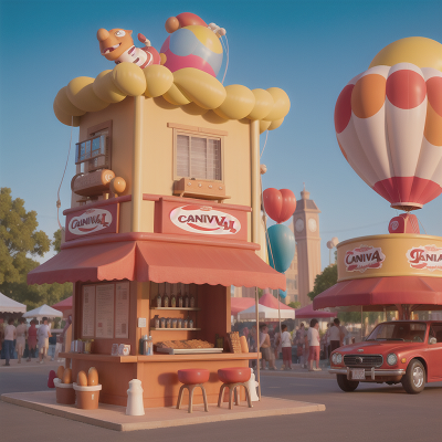 Image For Post Anime, hot dog stand, carnival, balloon, car, tower, HD, 4K, AI Generated Art