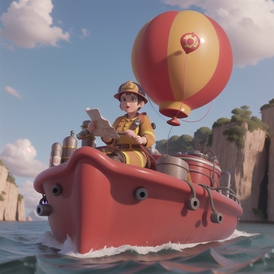 Image For Post Anime, balloon, firefighter, mechanic, boat, map, HD, 4K, AI Generated Art