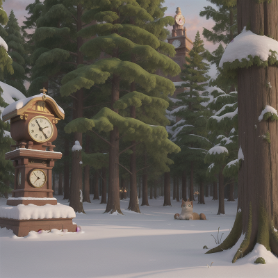 Image For Post Anime, airplane, sphinx, clock, enchanted forest, snow, HD, 4K, AI Generated Art