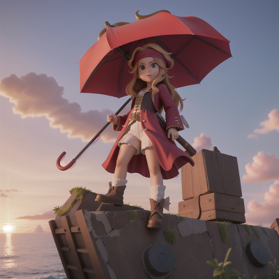 Image For Post Anime, sunset, angel, earthquake, umbrella, pirate, HD, 4K, AI Generated Art